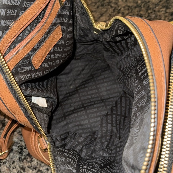 Steve Madden brown pebbled soft vegan leather backpack bag EUC - Picture 10 of 16